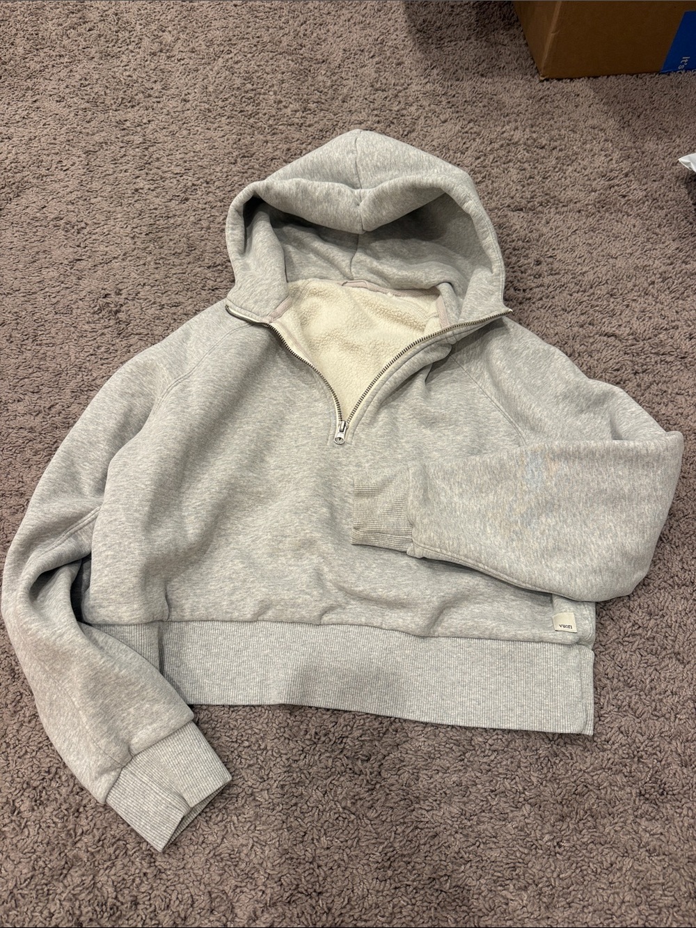 Light Gray Half-Zip Sherpa-Lined women’s Hoodie Sweater vuori